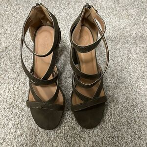 Charlotte Russe Green Suede Heel Sandals